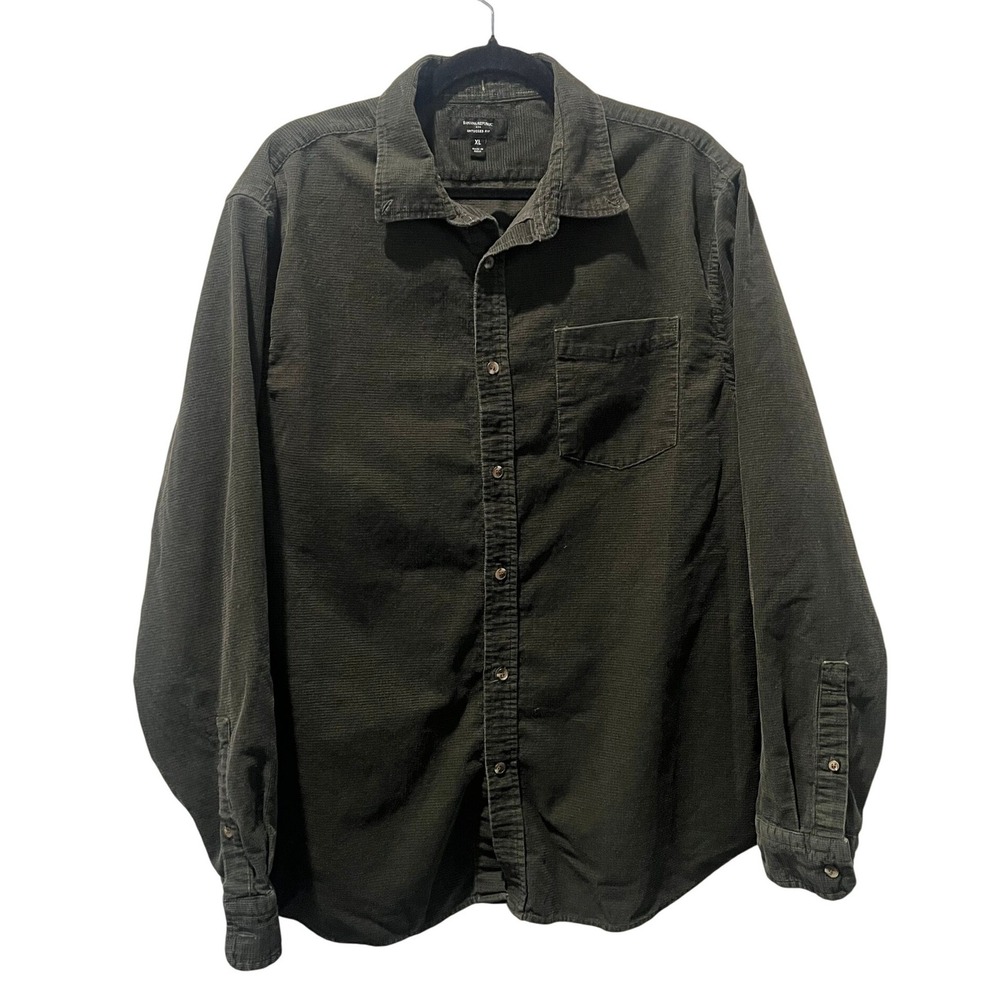 Banana Republic Untucked Fit Corduroy Button Down Shirt Men's XL Green Shacket